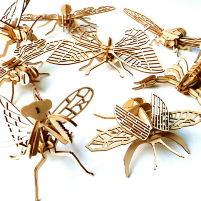 3D Puzzle & Jigsaw Insect Woodcraft Construction Kit Educational Toys ...