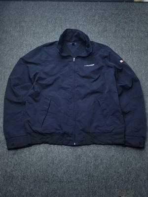 Tommy Hilfiger Bomber Jacket Navy Blue Hidden Hood Classic Streetwear M