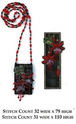 FUCHSIA BOOKMARK & AMULET BAG CROSS STITCH/BEADED PATTERN  ONLY