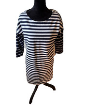 J Crew Navy Blue Nautical Striped Ponte Knit Dress EUC Small
