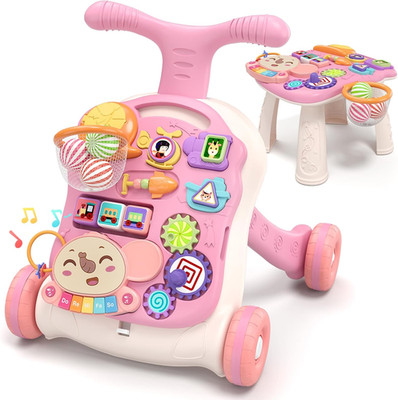 3 in 1 Baby Walker and Activity Center for Girl, Learning to Walk, Sit to Stand,