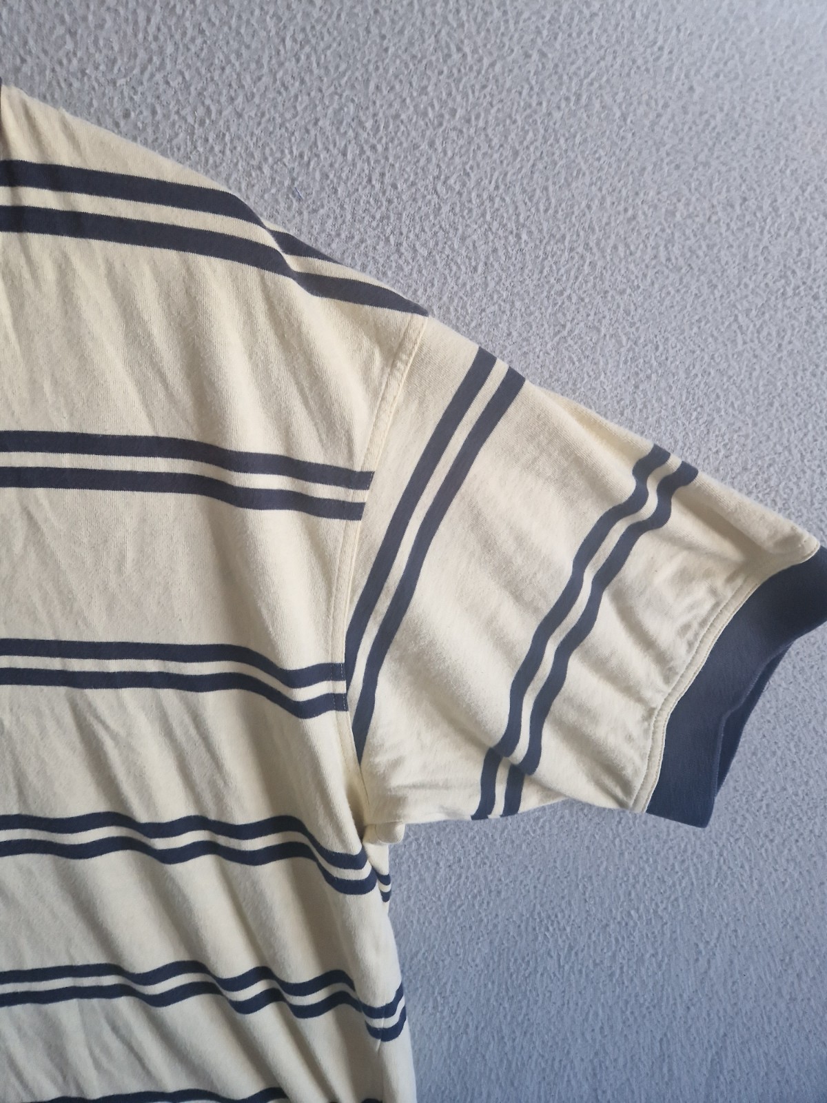 Cutter & Buck Golf Polo Shirt Mens Large Yellow Blue Stripes Cotton