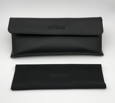 New Authentic Guess Unisex Small Glasses Black Case W. Cleaning Cloth