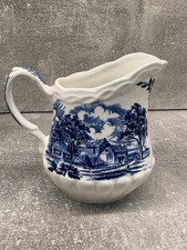 vintage W.H. Grindley & Co. "Country Style" blue and white Staffordshire Creamer