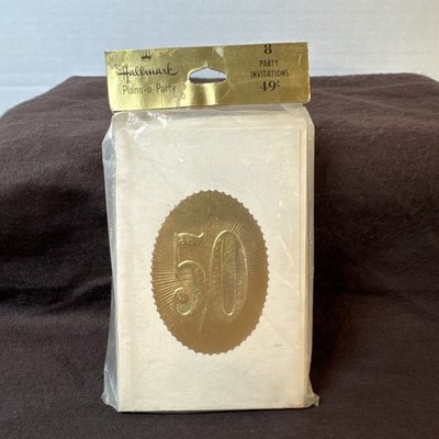 Vintage Hallmark 50th Wedding Anniversary Invite +Envelopes 1960 s NEW Pack Of 8