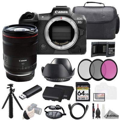 Canon EOS R5 + RF 50mm f/1.4 L VCM Lens +64GB + Ext Bat+ 3 PC Filter- Kit