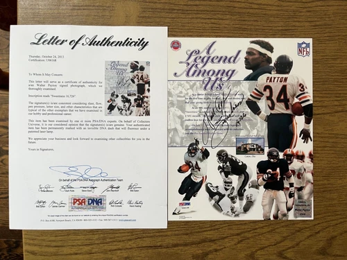 Walter Payton Signed & Autograph 8 x 10 Photo with inscription PSA / DNA / Auth