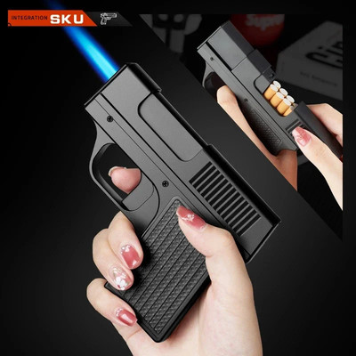 cigarette lighter hand luggage or hold CIGARETTE STORAGE Jet Flame Lighter Pistol Cigar Case Gift Butane Pipe BBQ  Gifts