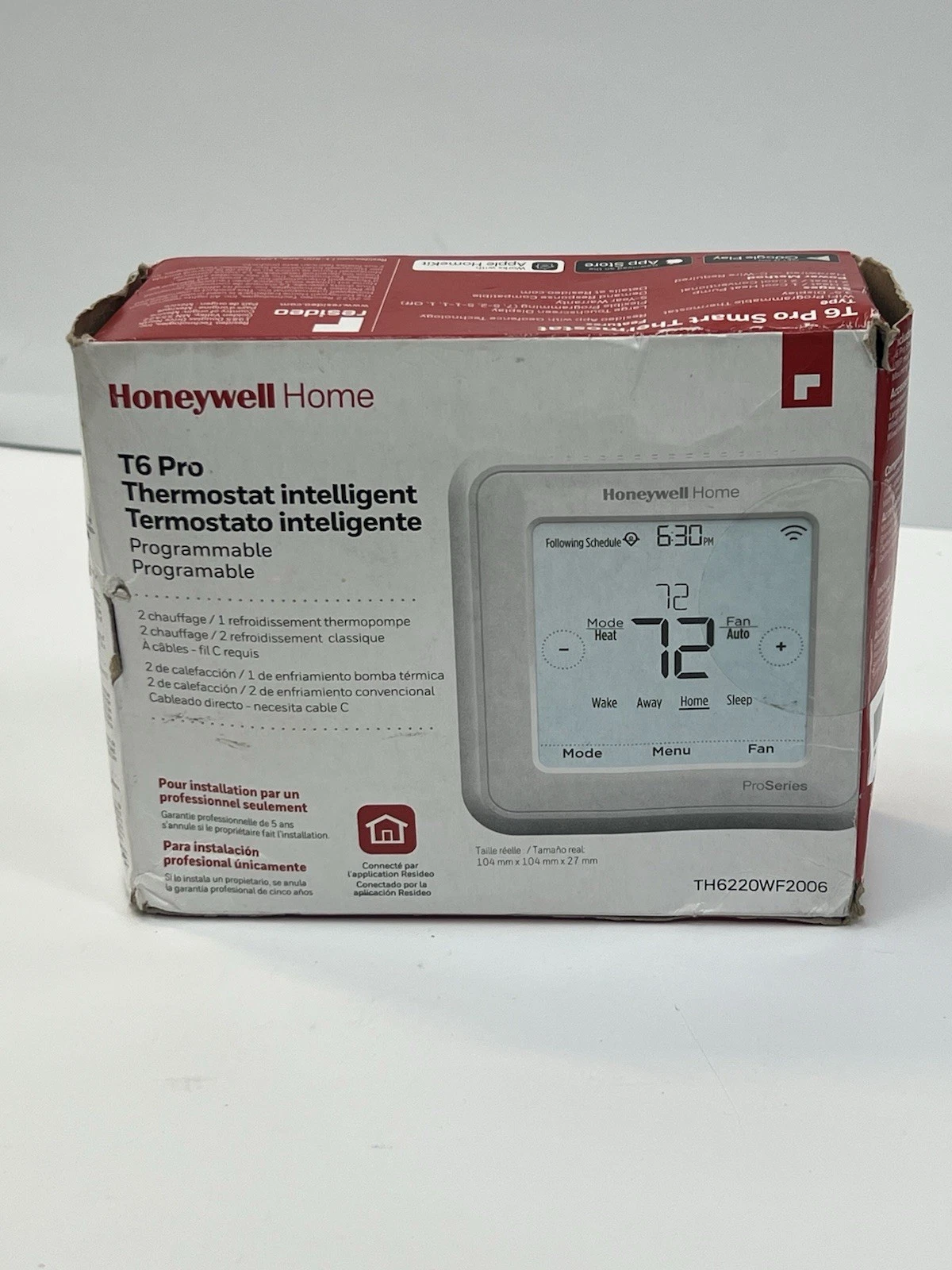 Honeywell Home T6 Pro Smart Thermostat Programmable #TH6220WF2006 White