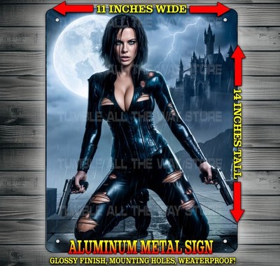 Underworld - Sexy Selene - Vampire Dual Pistols Metal Sign Art 14'' x 11''
