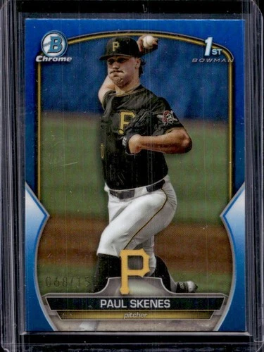 2023 Bowman Draft Paul Skenes Chrome Blue Refractor 1st Prospect #/150 Pirates