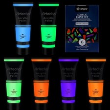 Leuchtfarbe Acrylfarbe 6er-Pack 120 ml , lichtbeständig, schnell Trocken, für...