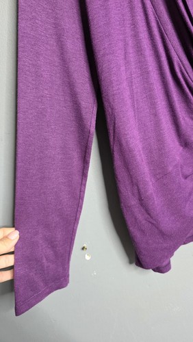 Monsoon Purple Twist Knot Front Draped Top Size M Long Sleeve Jersey Blouse - Picture 10 of 17