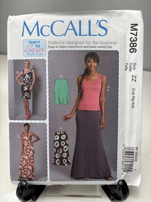 McCalls M7386 Sewing Pattern Womens Top Skirt Size Lrg/XL/XXL Uncut