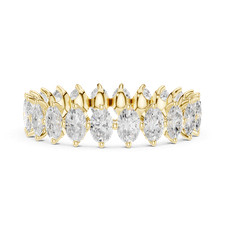Anello ovale con diamanti 1,6 ct oro 14 carati fascia anniversario eternità a...