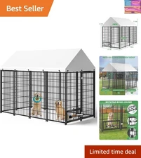 Secure Large Dog Kennel Outside - 7.9x4.1 ft Weather-Proof Design with Roof