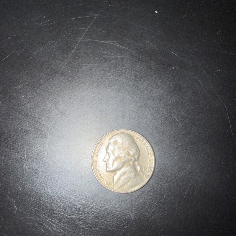 1968 S Jefferson Nickel folder filler - Circulated Actual Coin Shown!