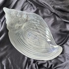 Sea Shell Decorative Bowl Large Turkish Art Glass Milky Iridescent Bowl 14”x10”