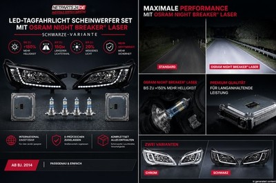 LED TFL Scheinwerfer passend für Citroen Jumper Steuergerät Osram Night Breaker