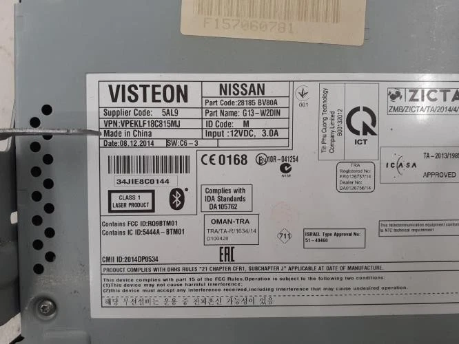 Autorradio original NISSAN JUKE 1 PHASE 2 25915BV80A - Imagen 3 de 4