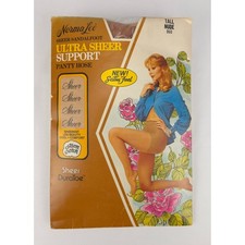 Vintage 1970s Norma Lee Ultra Sheer Support Sandalfoot Pantyhose Satin Feel Tall