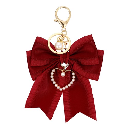 Bow Knot Keychain, Cute Bag Charm Keyring for Women Purse, Red