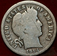 1914-D Denver Mint Silver Barber Dime