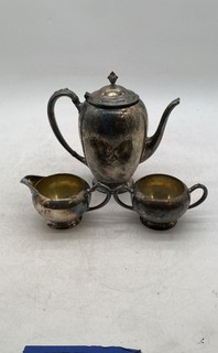Home Decorators Inc. Silver Plated Creamer And Sugar Bowl Tea Pot Lot Of 3
