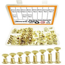 120sets Chicago Screws Kit, 8 Sizes Screw M5 4,5,6,8,10,12,15,18, Golden