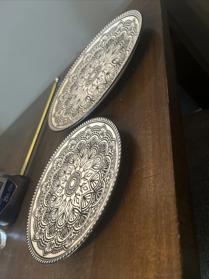 Royal Norfolk Art Deco Negro/Blanco 10 1/2” Cena/Servición y 7 en Plato de Ensalada Foto 3 de 4