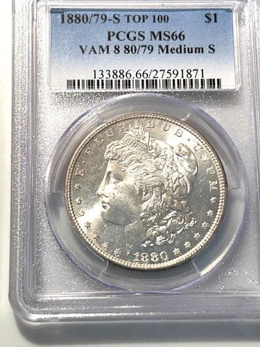 1880/79-S VAM 8  S Mediam S Top 100 Morgan Dollar MS 66 Great looking coin