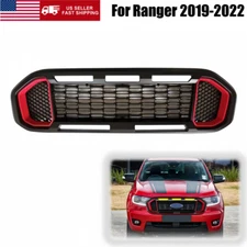 IN US!For Ranger 2019-2022 Thunder Front Bumper Grille Matte Black W/Red Accents