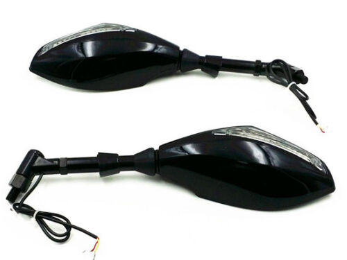 Black LED Turn Signal Mirrors For Suzuki Honda Kawasaki Ducati Street Nake Bike - Foto 3 di 7