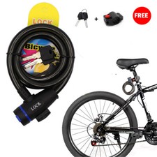 Bicycle Cable Lock Bike Lock Heavy Duty Anti Theft Device with 2 key  Bracket