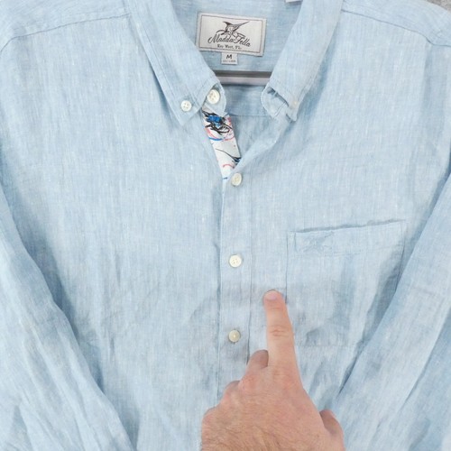 Madda Fella Shirt Mens Medium Ernest Accent Long Sleeve Button Up Blue - Picture 11 of 17