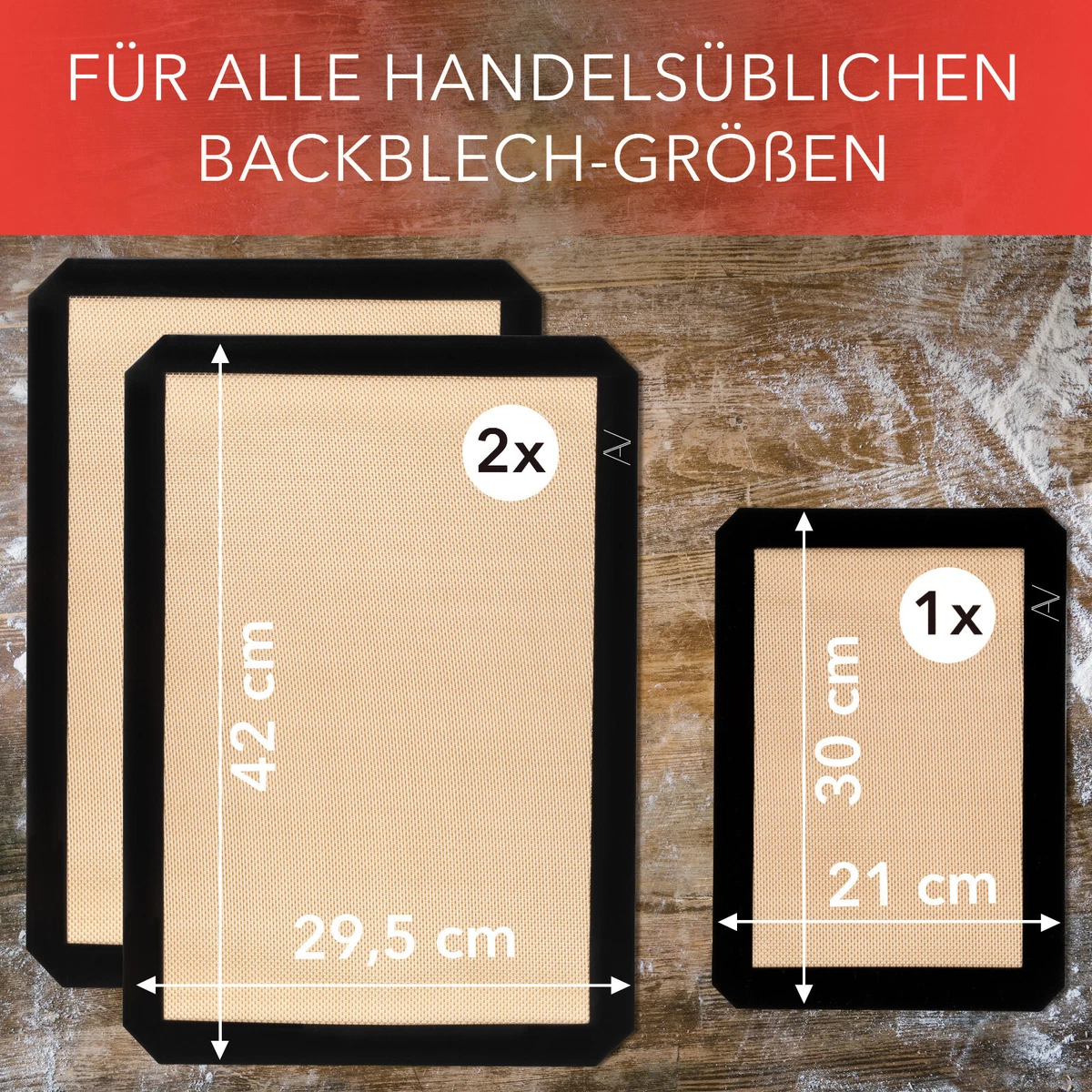 AVANNA Backmatten aus Silikon Wiederverwendbare Backfolie Backunterlage 3er Set