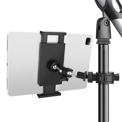 Tablet Holder for Mic Stand, Adjustable Microphone Music Stand Mount for iPad-image