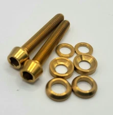 Trail Arc Titanium MTB Brake Caliper Mounting Bolt + flat, cone, cup washer (2x)
