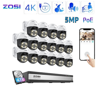 ZOSI 4K 16CH PoE Security Camera System with AI Face Person Vehicle Detection