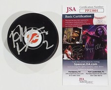 AL MACINNIS SIGNED CALGARY FLAMES HOCKEY PUCK W/JSA CERT NHL HOF