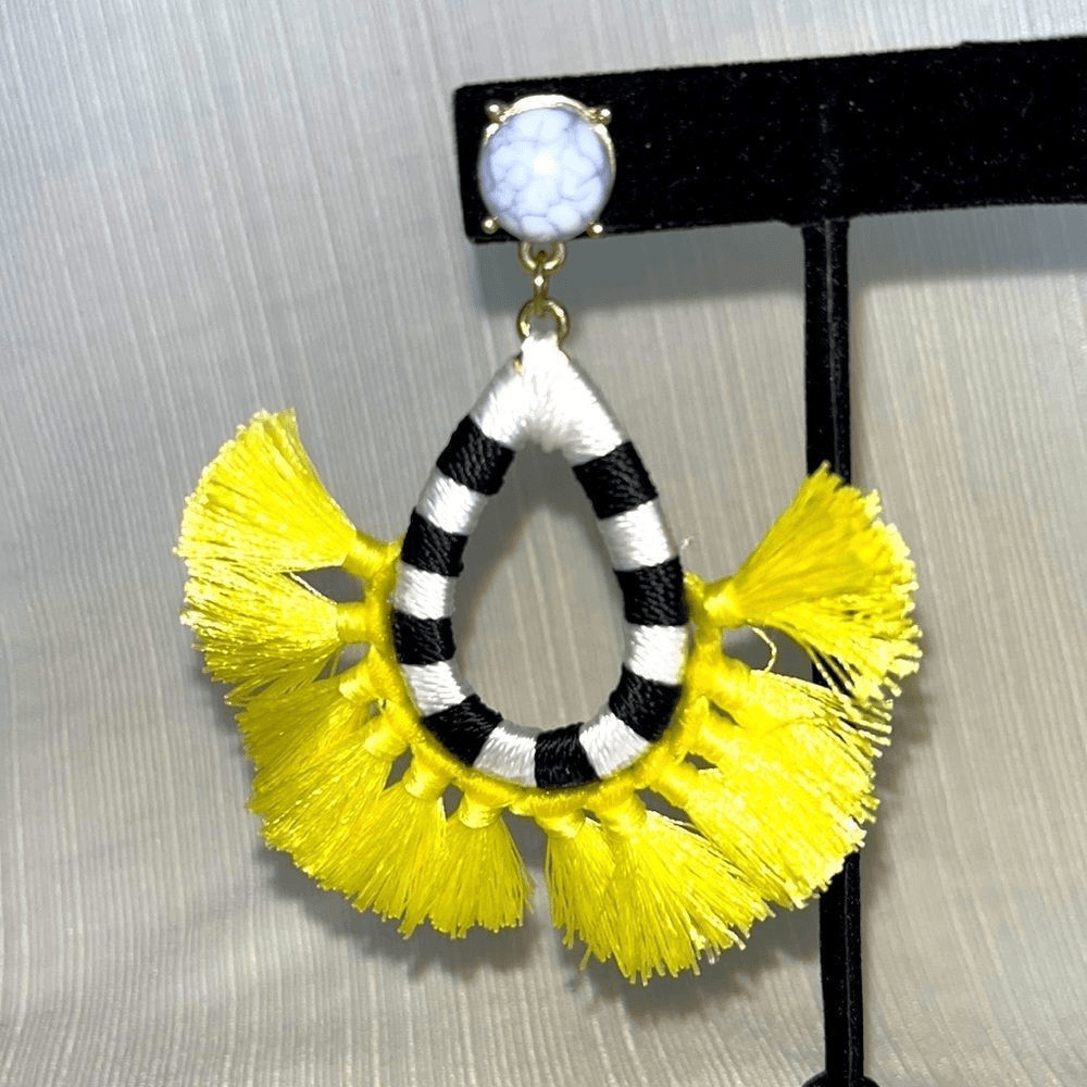 Vici Zebra Yellow Large Dangle Statement Earrings… - image 2