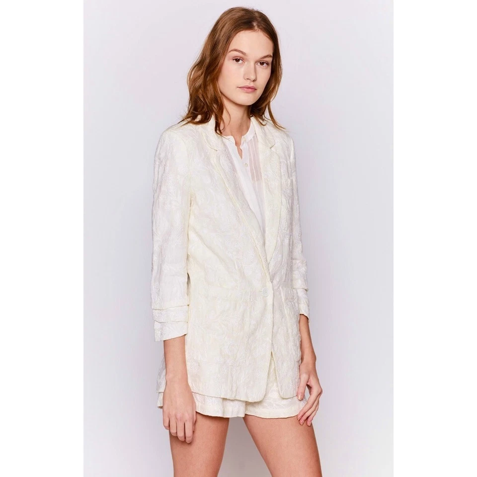 NWT!! JOIE Loralee Linen Floral Embroidered Blazer Jacket Pockets Lined Size 00 - Image 4 of 4