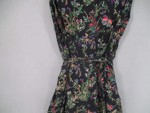 Princess Highway Jumpsuit Womens 14 Black Green Tie Belted Floral Boho Wide - Picture 3 of 15