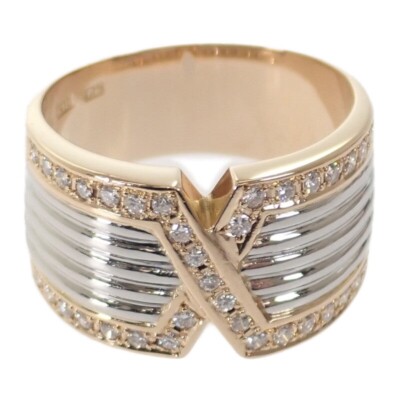 Design Jewelry Ring K18 Yellow Gold Platinum Size Diamond