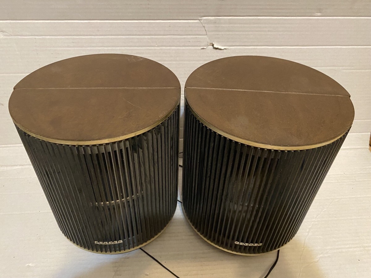 Vintage PAIR PANASONIC SB-84 BARREL Round SPEAKERS MID CENTURY