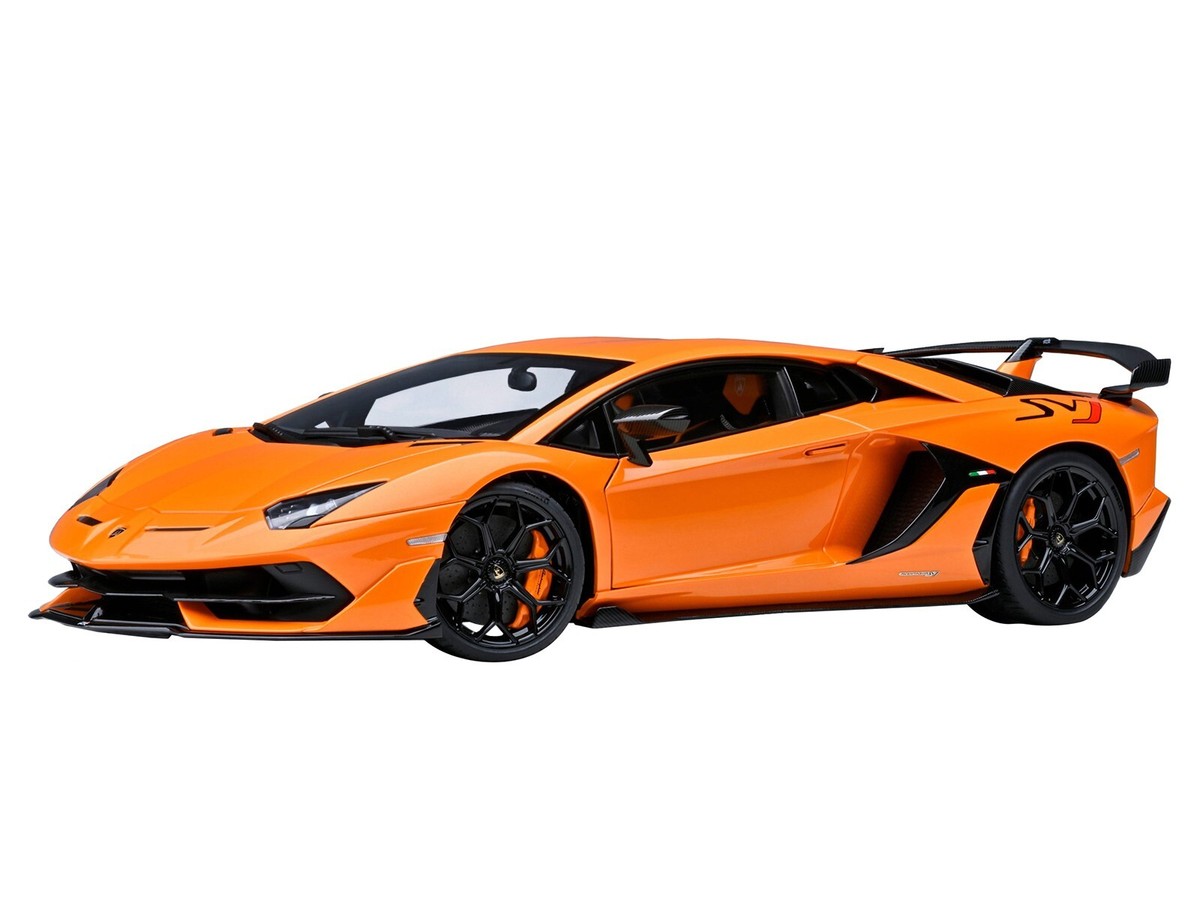 LAMBORGHINI AVENTADOR SVJ ARANCIO ATLAS PEARL ORANGE 1/18 MODEL BY