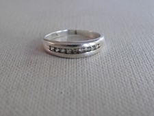 Sterling Silver 925 Clear Stone Band Ring Sz 8.75