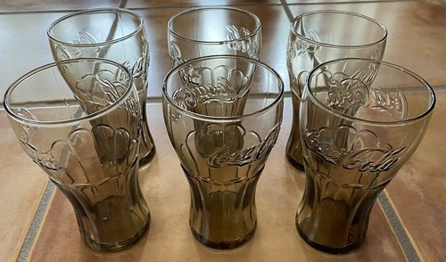 6 - McDonald's Coca Cola Drinking Glasses 16 oz Bronze - Picture 2 of 5