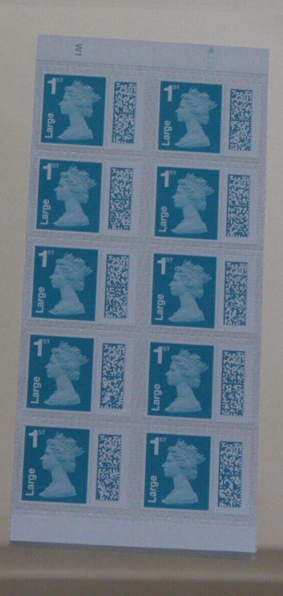 Large Letter 1st Class Royal Mail BARCODED Stamps. 10 Stamps (Genuine