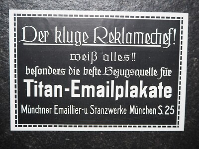 Titan - Emailplakate , Alte Reklame , 1931, (S)
